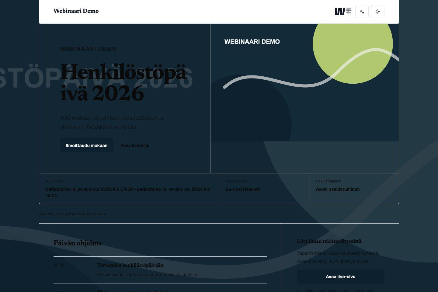 Minimal, Rounded and Sharp event page templates: Sharp